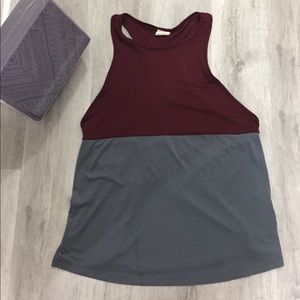 PINK Grey and Burgundy Activewear Tank Top Medium